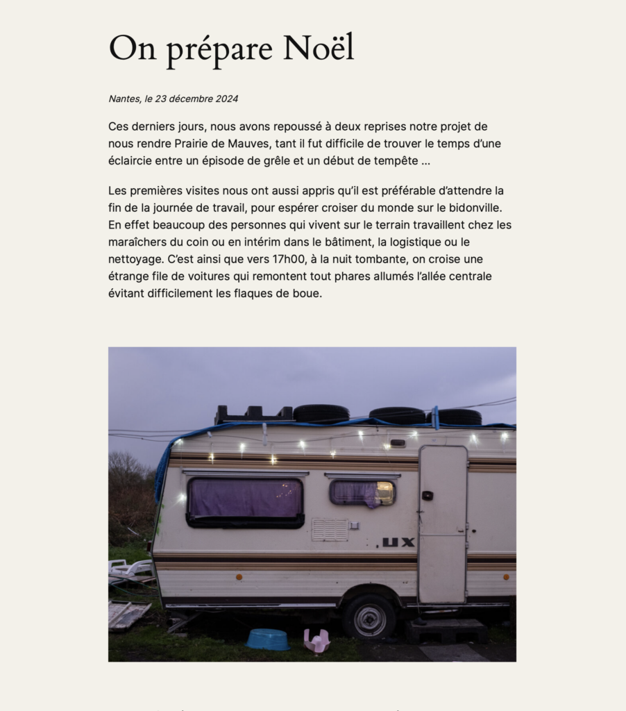 entrée du journal de terrain de Fred sur la préparation de Noël
