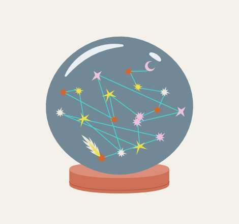 une boule à neige remplie d'étoiles connectées les unes aux autres